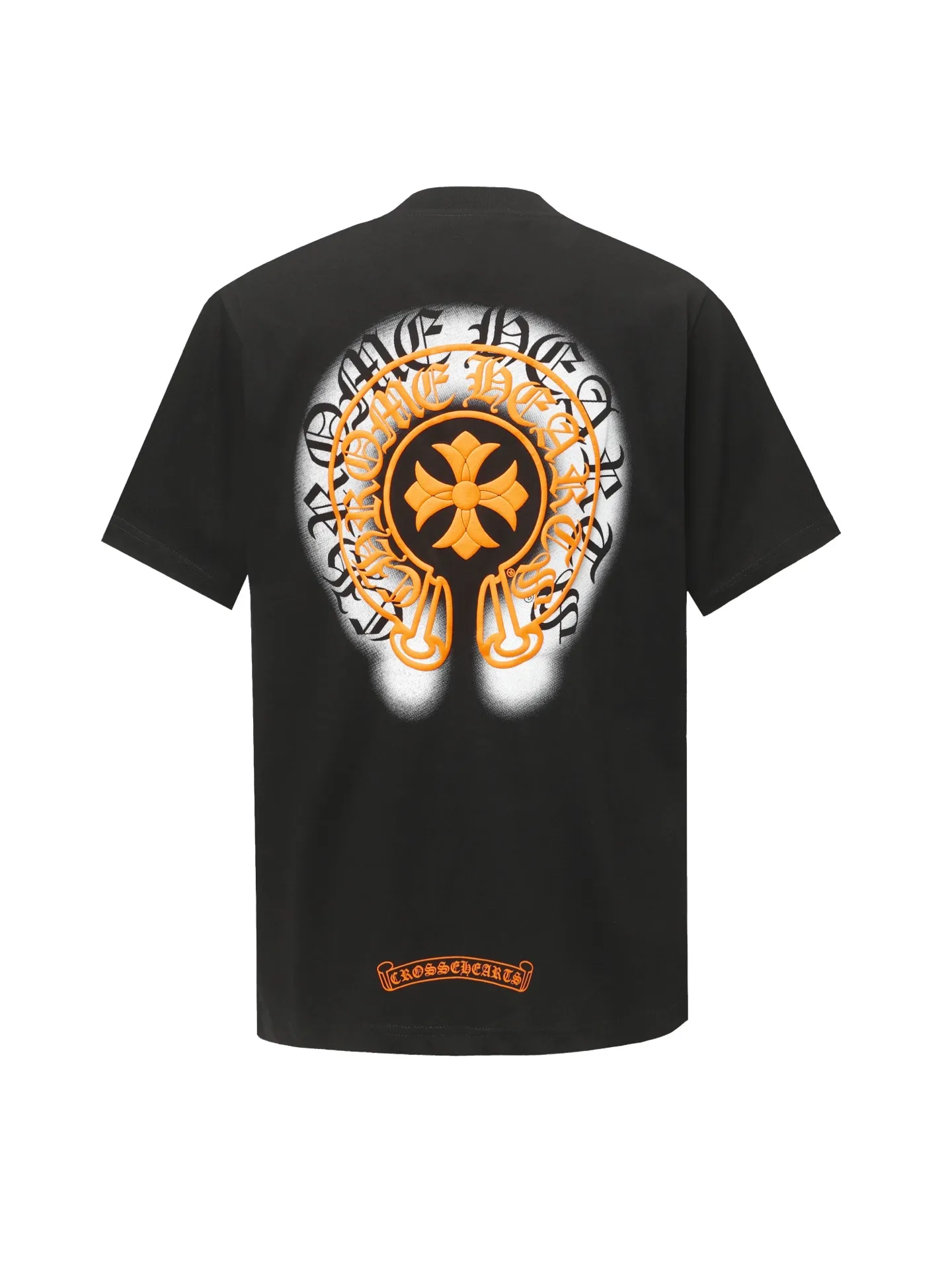 🅿️180 Chrome hearte/Chrome heart ch 25ss early spring Sanskrit horseshoe foam printed short-sleeved T-shirt. A must-have item for daily commuting for men and women in light luxury. The correct version is welcome to compare. Detailed features: ·280g 100% cotton double yarn jersey fabric. ·Special thickened 32 pieces of double-strand 1x1 thread in the same vat. ·Double-needle stitching process. ·Original main mark washed hangtag. Color: black white Size: XS-L